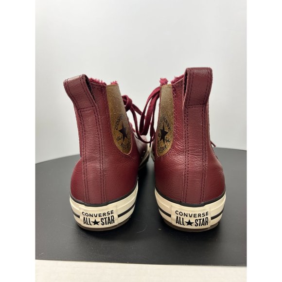 Converse Leather High Top Sneakers New no Box Maroon and Gold US 10.5 Women’s - Picture 2 of 6